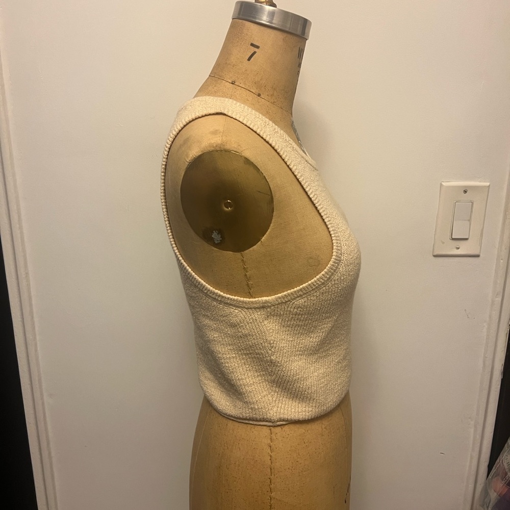 Madewell Cream Sleeveless Cropped Sweater Tank Top S - Picture 3 of 6